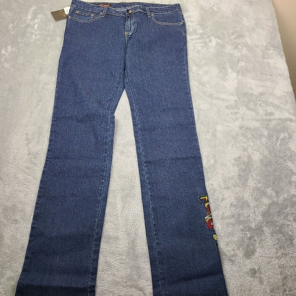 Ed Hardy Jeans Men 13/14 Denim Baggy Christian Audigier Snake‎ Dagger Tattoo NWT
